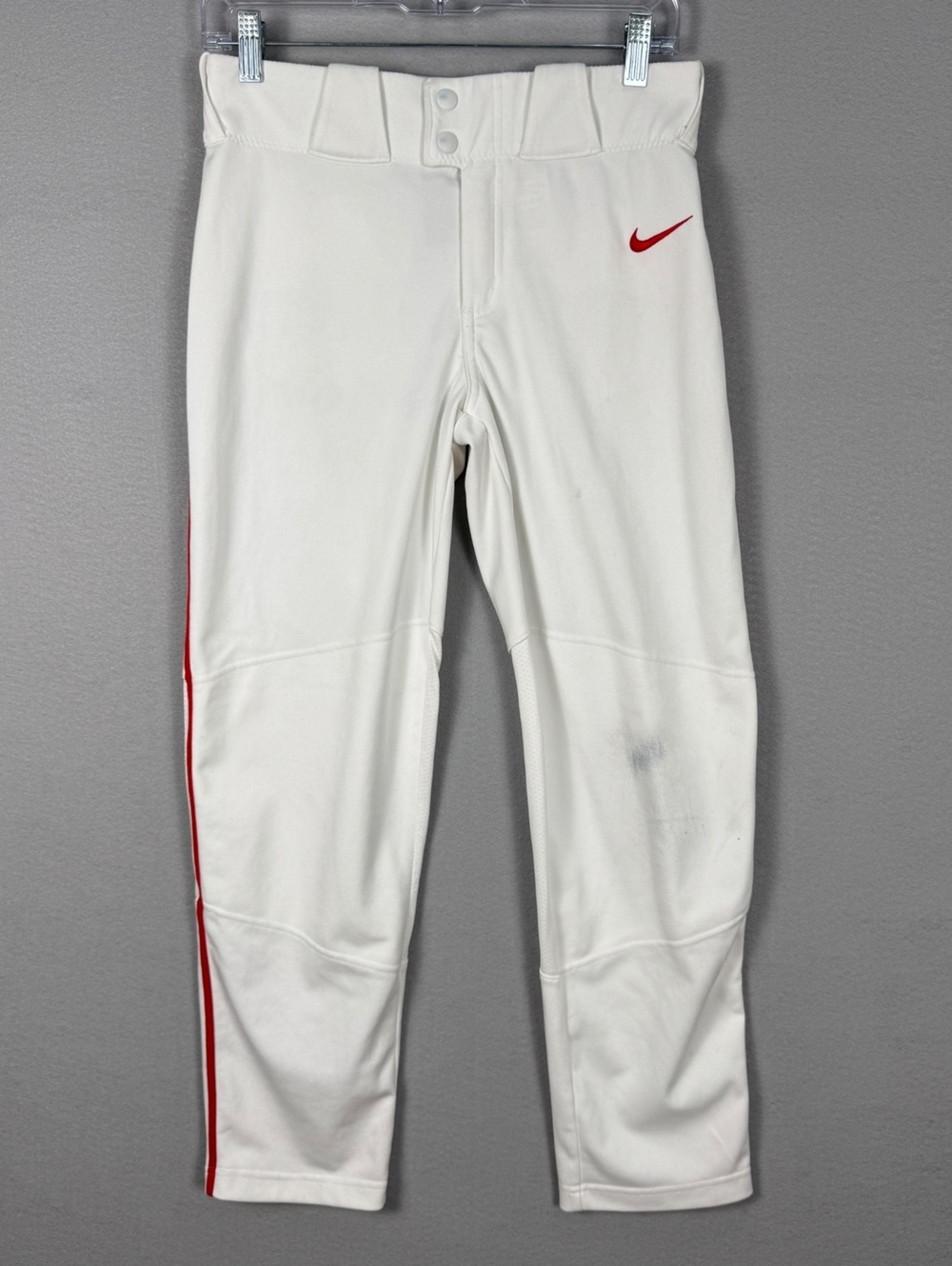 Nike Boys L Vapor Baseball Pants White with Red Stripe